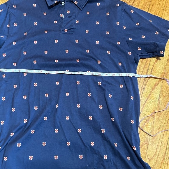 Ralph Lauren Polo Shirt Adult Medium Navy Allover Crest Print Fine Cotton Shirt - Picture 4 of 6